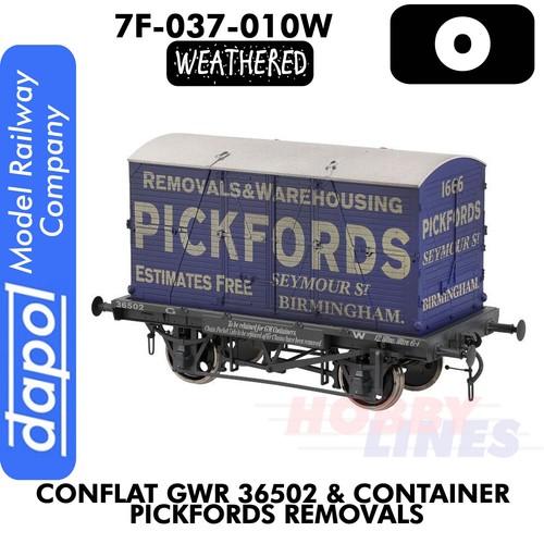 Conflat GWR & Container Pickfords Weathered WAGON 1:43.5 O Dapol 7F-037-010W - Picture 3 of 3