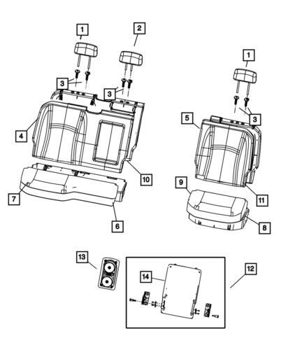 Espuma de respaldo de asiento trasero derecho para Dodge Ram 1500 2009-2024 (P/N 68050822AA)