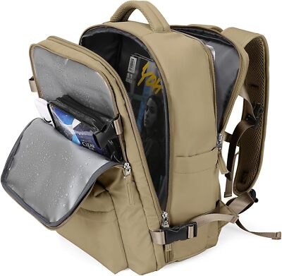 WONHOX Large Travel Backpack Carry on Flight Approved Laptop Work A95-khaki 