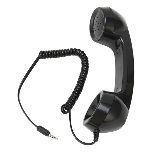 (Black) Retro 3.5mm Telephone Handset Cell Phone Receiver Mic Microphone Fit - Picture 3 of 22