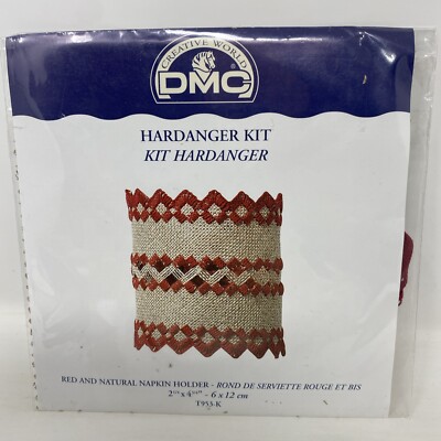 DMC Hardanger Set Pearl Baumwolle rot & natur Serviettenhalter 6x12cm (T953-K)