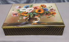 Alte Vintage Blechdose Sammelst&uuml;ck 70er Box mit Blumendekor D 1188