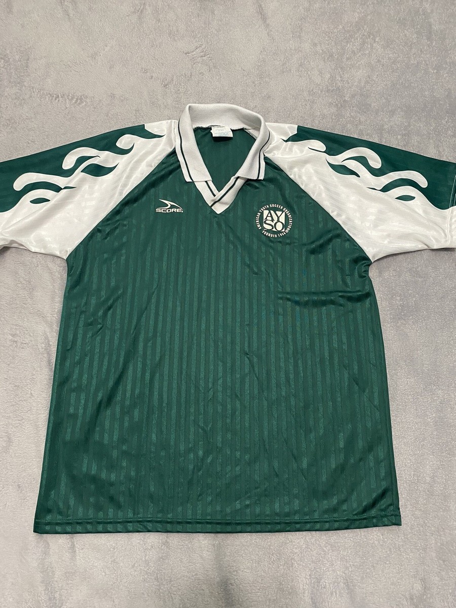 Vintage - AYSO Green Flame Sleeves Score Soccer Jersey #5 AM Adult