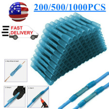 1000/100x Heat Shrink Waterproof Wire Connector Blue 14-16AWG Butt Seal Terminal