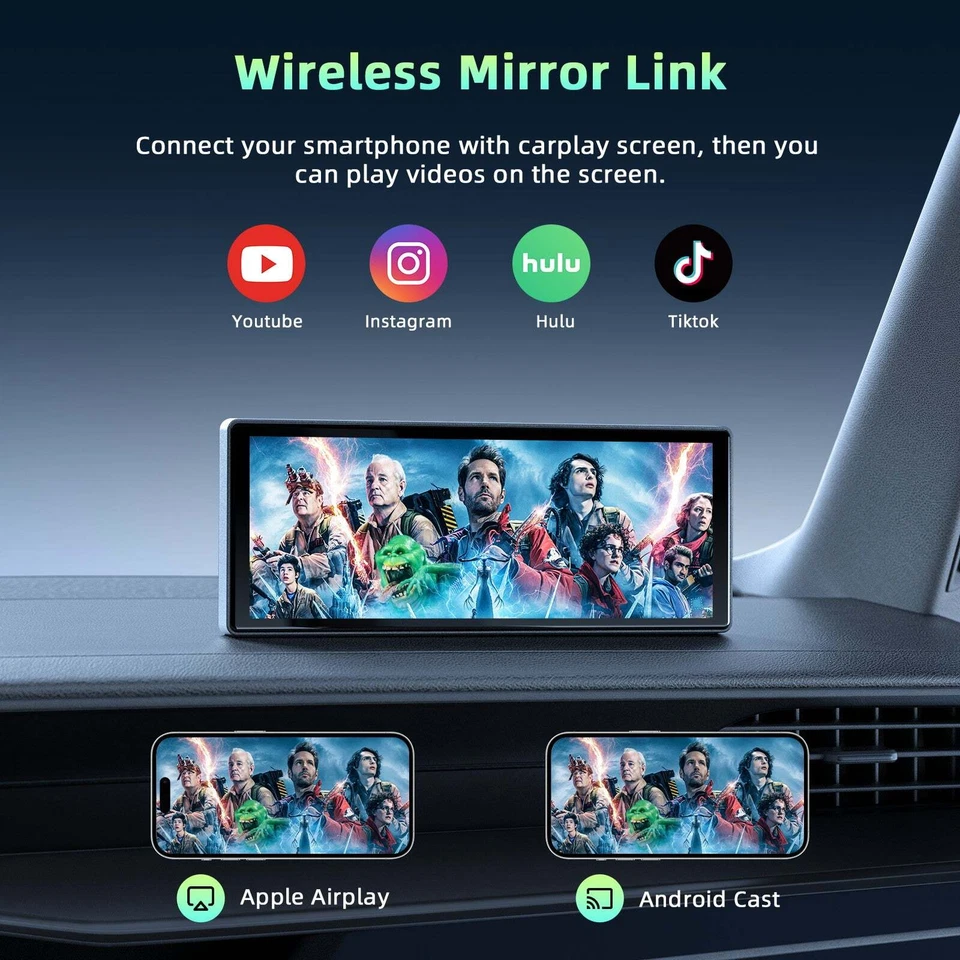 10.26" Car Portable Wireless Apple CarPlay Android Auto Touchscreen FM AUX Unit - Image 3 of 4