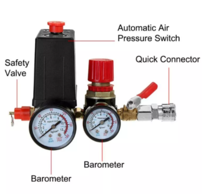 #ad Air Compressor Pressure Switch Control Valve Manifold Regulator Gauges 120PSI $23.06