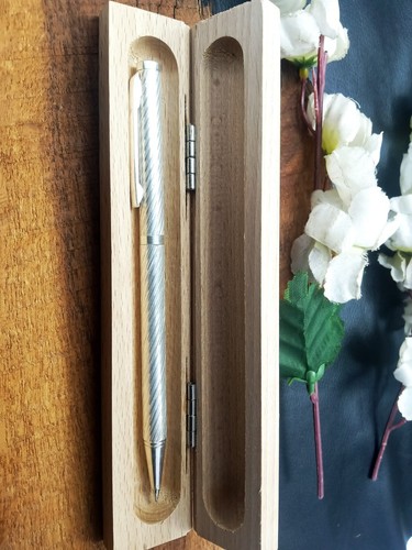 Ballpoint Pen, Medium Point. Solid 925 Sterling Silver with Pure Platinum Plated - Picture 8 of 12