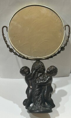 VINTAGE FRENCH VANITY CHERUB ANGEL THEME DOUBLE SIDED STAND UP  display picture 1