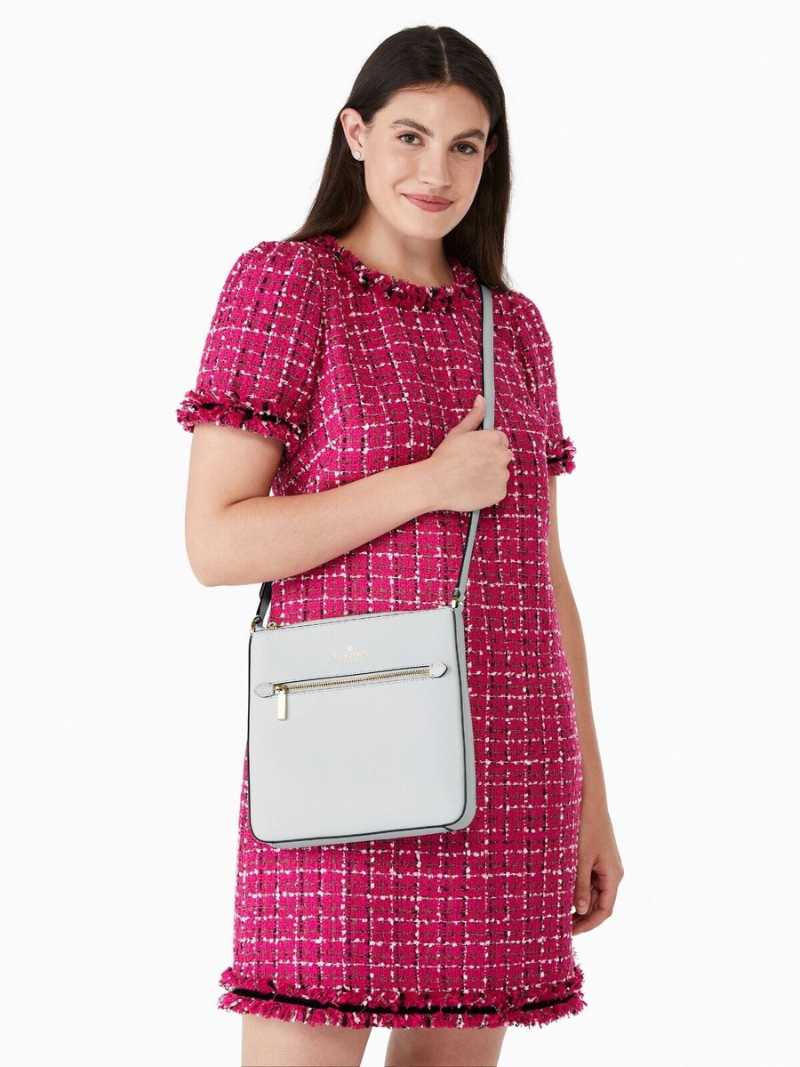 Kate Spade Sadie North South Crossbody Bag Gray Leather K7379 NWT
