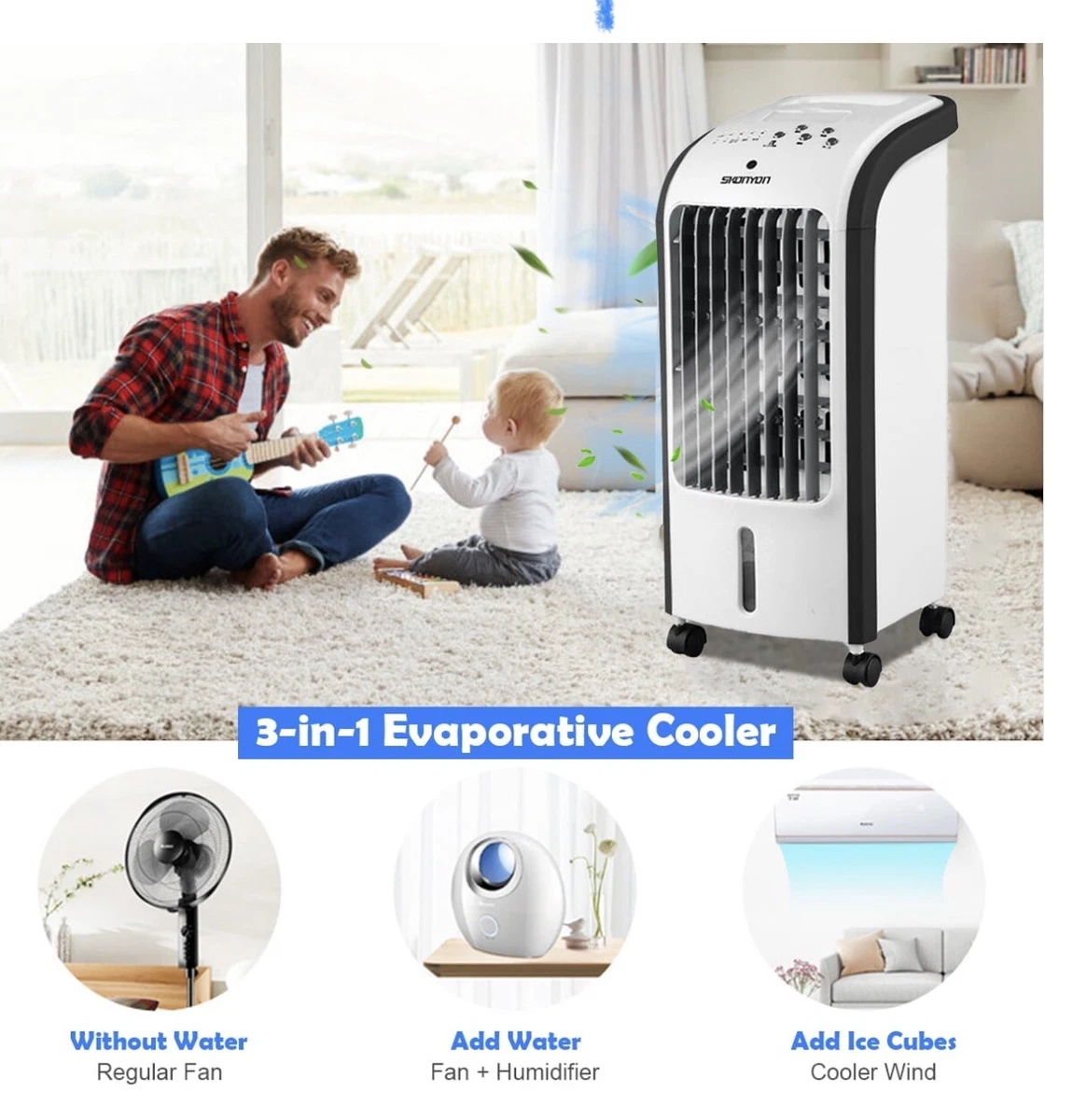 Evaporative Air Cooler Fan W Three Selectable Modes Remote