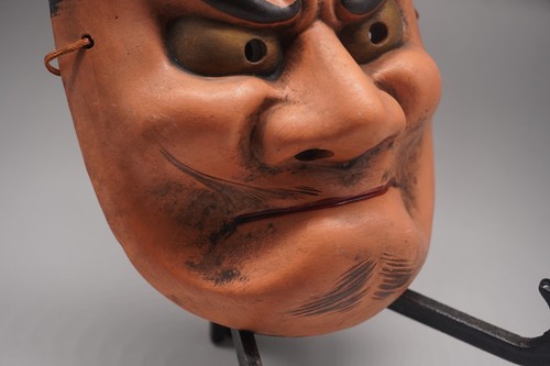 Maschera Hannya giapponese vintage fatta in ceramica firmata / Giappone asiatico antico demoneU15 - Foto 4 di 11