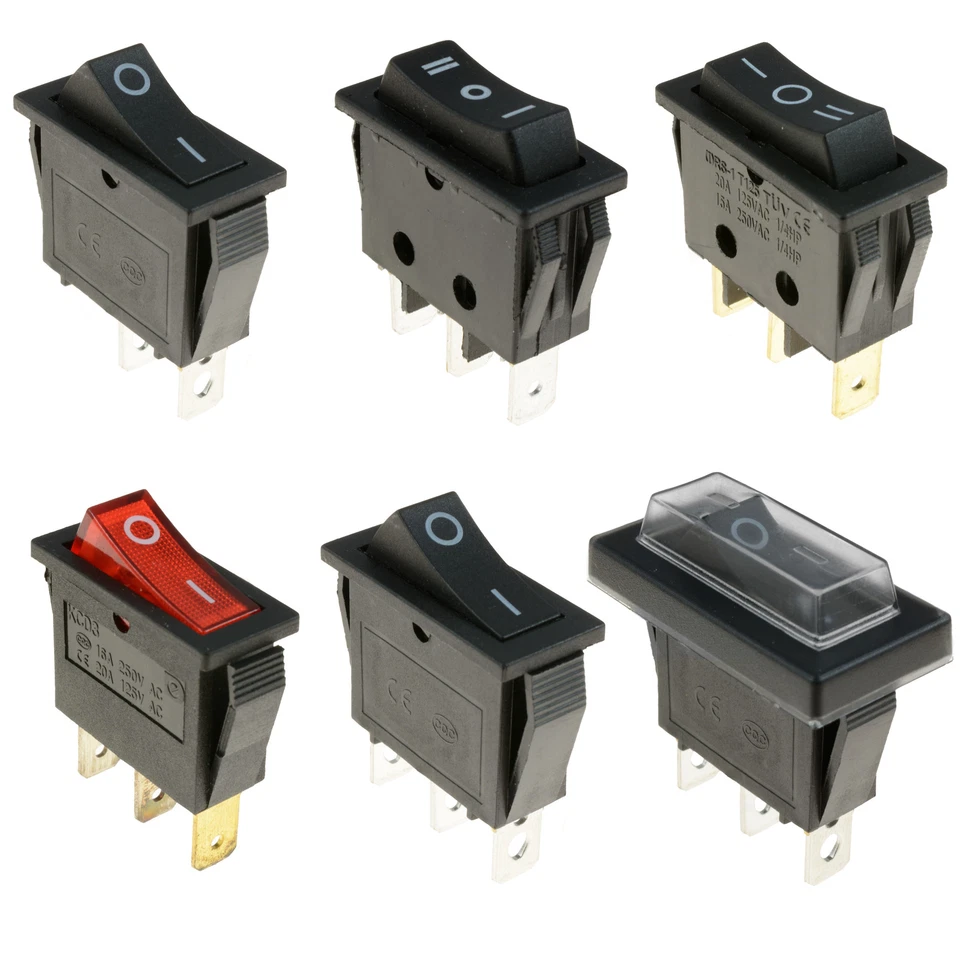 SWITCH ELECTRONICS Rechteckiger langer Wippschalter + wasserdichte Abdeckung 12V Auto Armaturenbrett