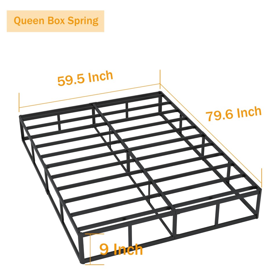 Queen Box Spring 9 Inch Box Spring For Queen Bed High Profile Metal ...