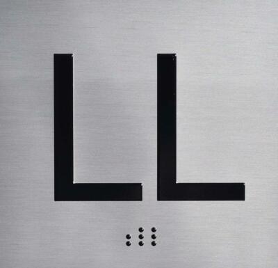 LL Floor Elevator Jamb Plate Sign (Lower Level) with Braille and....--REF24-1027