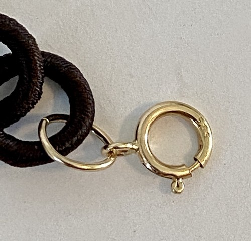 Vintage 14k yellow gold Circles & thread wrapped necklace 18” European Mark 585 - Picture 2 of 12