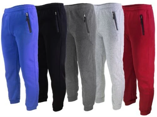 JOGGERS SWEATPANTS MEN'S CASUAL SLIM-FIT FLEECE PANTS WITH ZIPPERS ON  POCKETS