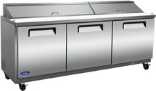 72" 3-Door Sandwich and Salad Prep Table, 18 Pans, Stainless Valpro VP72S-HC