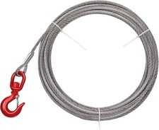 Steel Winch Cable38 X 75 Wire Rope With Swivel Hook17637 Lbs Breaking Stren