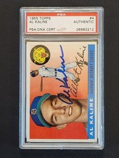 AL KALINE #4 1955 Topps Baseball PSA/DNA AUTO AUTHENTIC DETROIT TIGERS