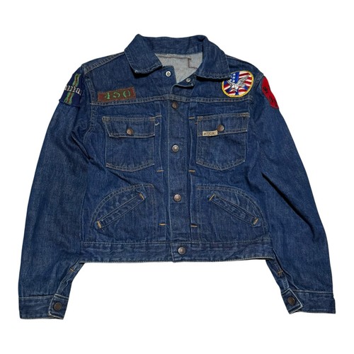 Vintage 1960s Gauchos Patches Embroidered Cars Racing Denim Jacket Youth Medium