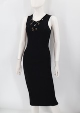 Michael Kors Dress Women's Black Small Ribbed Lace-Up Viscose Nylon