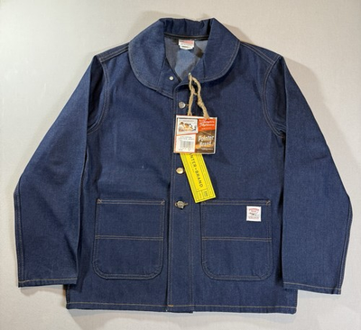 #ad Vintage Pointer Brand Denim Chore Jacket Men’s S Deadstock Blue Barn $200.00