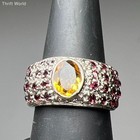 925 Sterling Silver Red & Orange Gemstone Ring Size 7