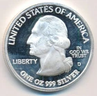 SILVER 1 TROY OZ ROUND - WASHINGTON .999 FINE SILVER