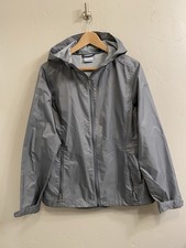 Columbia Women  s NWOT Size Medium Gray Hooded Full Zip Packable Windbreaker