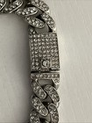 Unisex Silvertone Iced Out Cuban Link Crystal Covered Necklace 16” & Bracelet 8” — photo 3