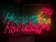 MR. Christmas HAPPY HOLIDAYS 28 X 48 Vintage Red Green Sign INDOOR/OUTDOOR