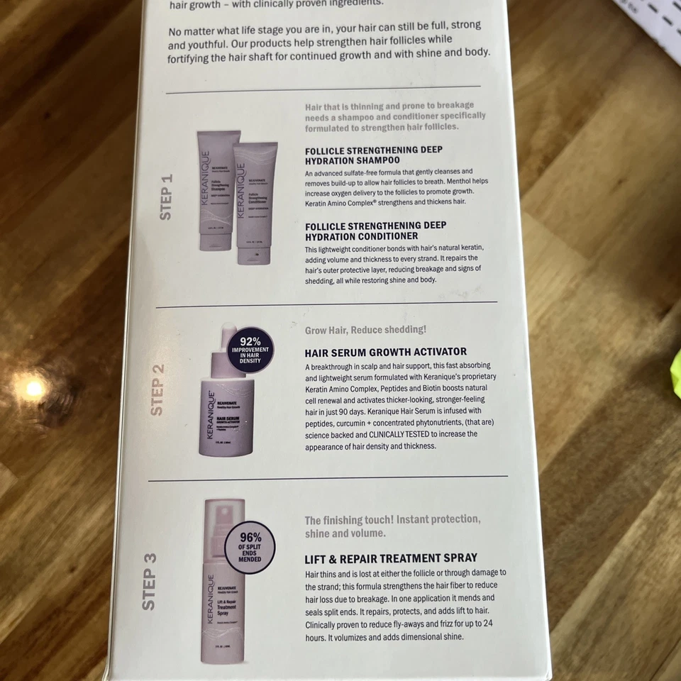 Sistema botánico de crecimiento del cabello Keranique para cabello más grueso y lleno, 4 piezas  Foto 3 de 4