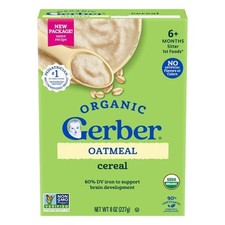 Gerber 1St Food Grain Grow Oatmeal Baby Cereal, 5 x 8 oz Case