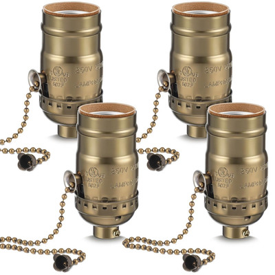 4 Pcs Pull Chain Lamp Socket Replacement, E26 Standard Threaded Base, Light Sock