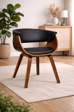 Esszimmerstuhl Designstuhl Kunstleder Schwarz Braun Bugholz Stuhl Modern