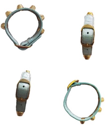 Balenciaga Arena Giant Gold Stud Turquoise Leather Bracelet | eBay