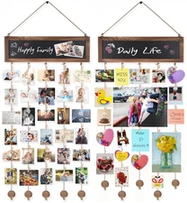 Bikoney 2-Pack Rustic Wood Picture Frames Collage Wall Decor Photo Display Board