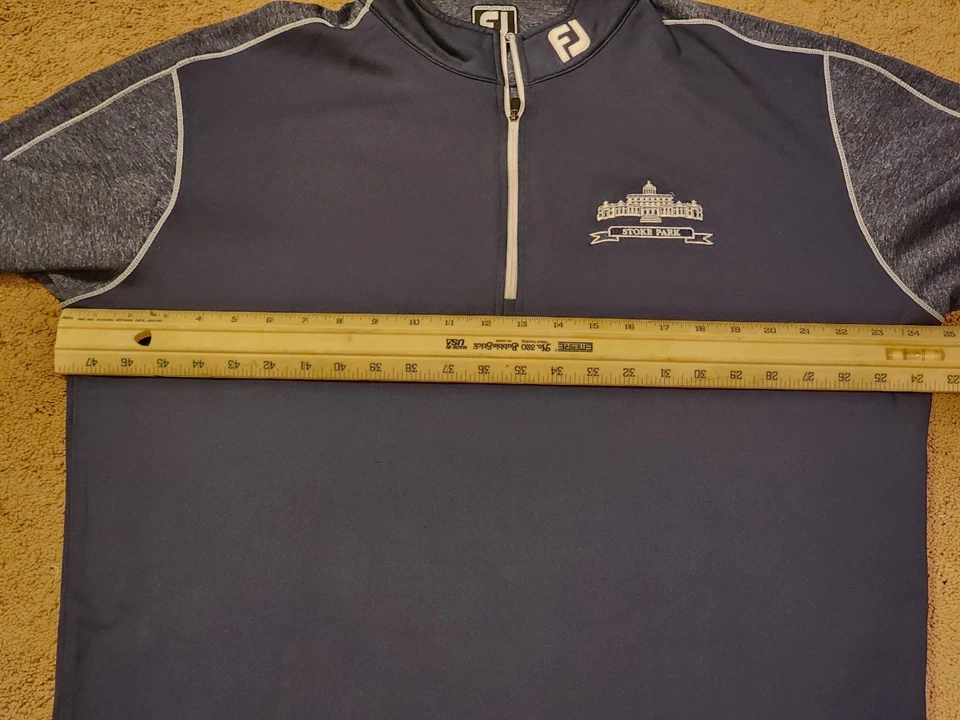 FJ Footjoy 1/4 Zip Pullover 2XL Athletic Fit Blue Long Sleeve Stoke Park UK - Image 4 of 4
