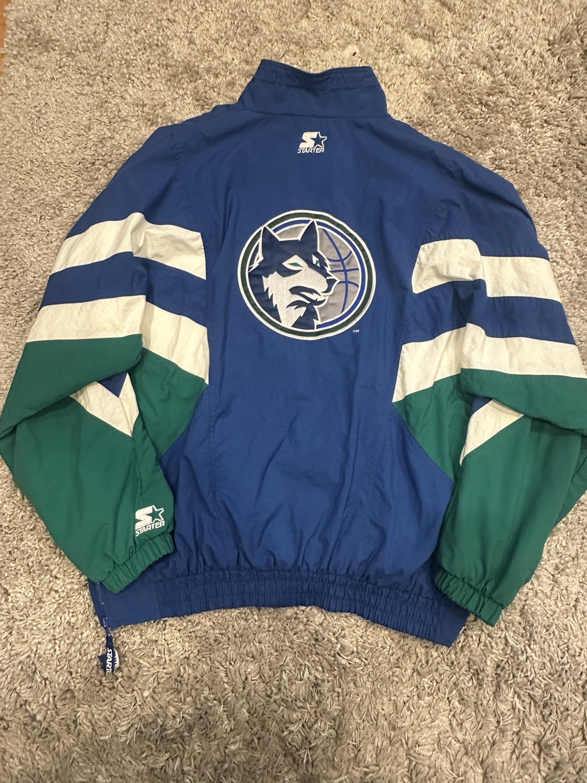 VTG 90s Starter NBA Authentics Timberwolves Half-Zip Pullover Windbreaker 2XL - second product detail image