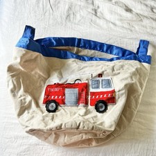 Kids fire engine toy storage or laundry bucket basket • Calico 100% cotton