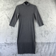 Forever 21 Pencil Dress Women’s M Gray 3/4 Sleeve High Neck Bodycon