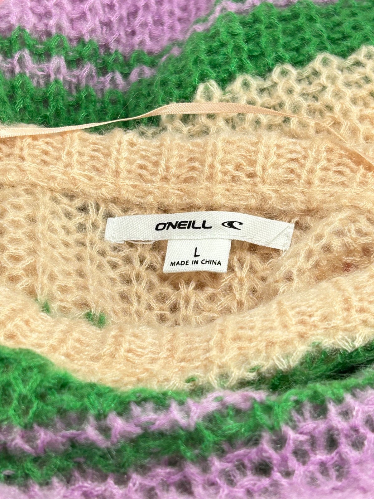 O’NEILL Lake View Oversize Sweater Sz L Multicolor Stripe Knit Wool Mohair Blend image 8