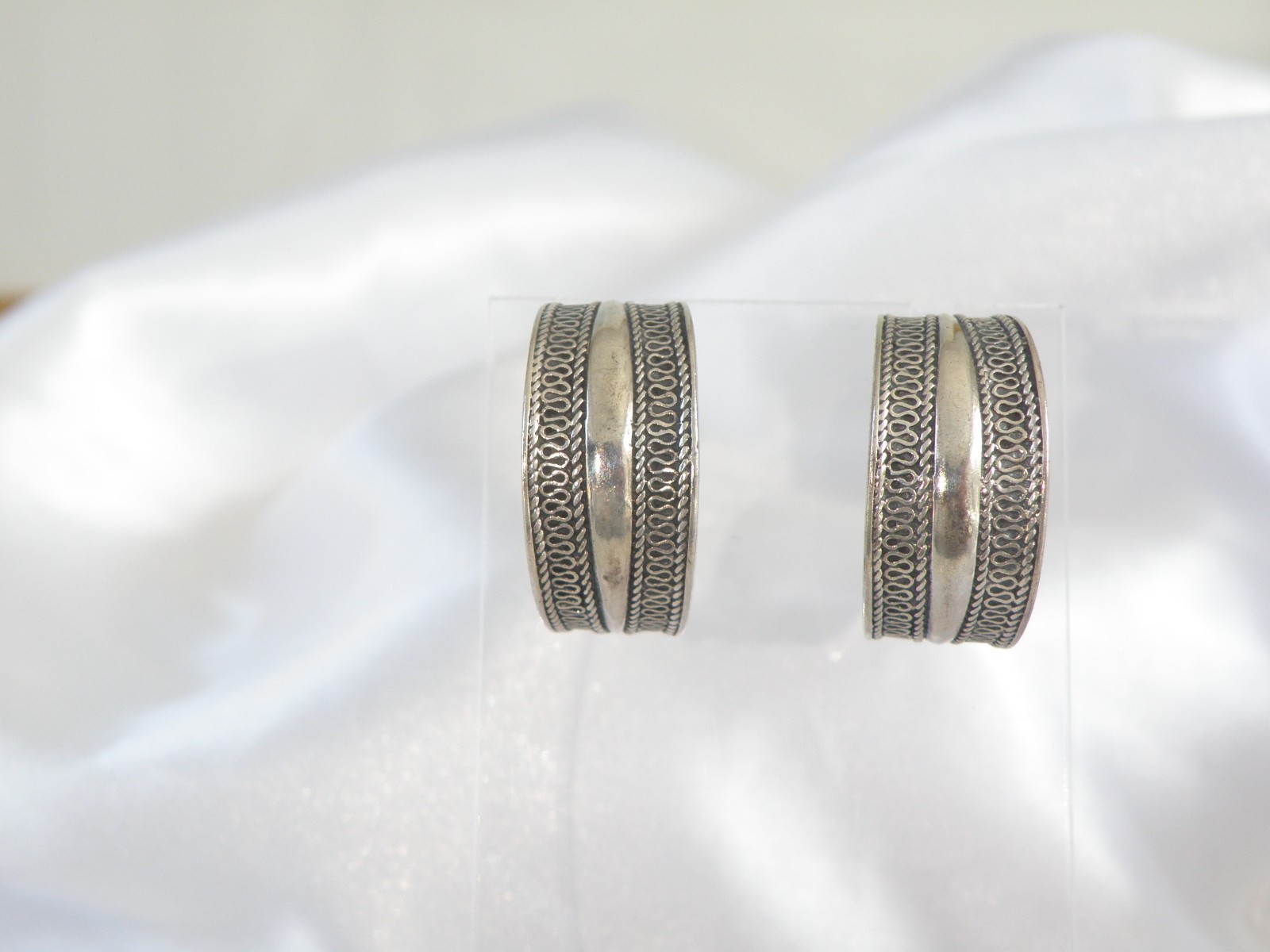 Vintage Solid Sterling Silver 925 Unique Weave Ho… - image 11