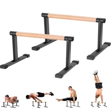 Wooden Parallel Bars & Dip Bar, Gymnastics, Handstand, L-Sit, Strength Traini...