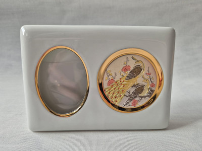 Vintage Art of Chokin Doppel Bilderrahmen | 24K Goldrand Pfau Design Verpackt