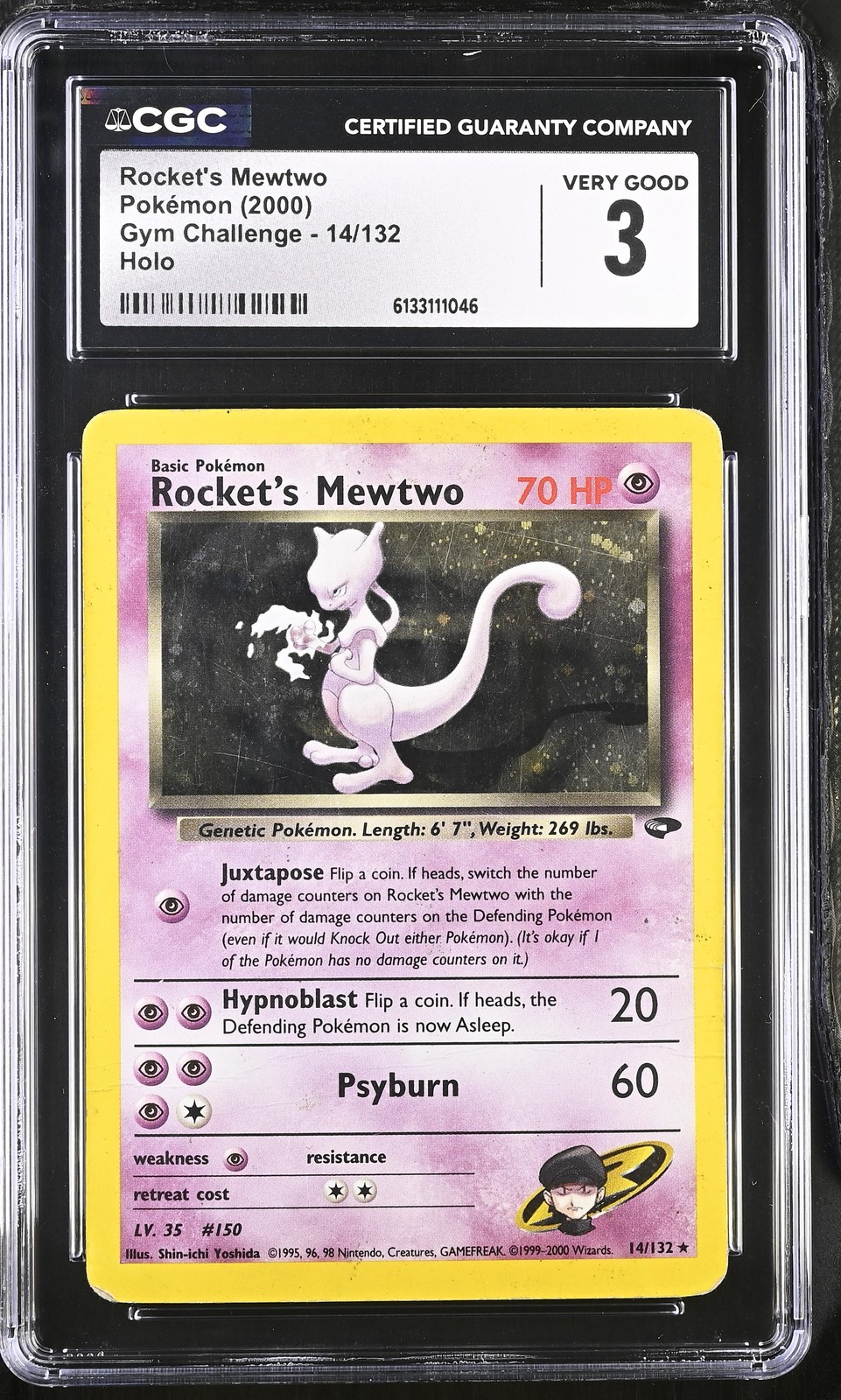 CGC 3 Rocket's Mewtwo 14/132 Holo Gym Challenge Graded Pokemon Card Pop 7