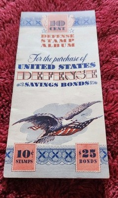 VTG Defense Stamp Album 10 Cent WWII Booklet Savings Bonds 14 Stamps