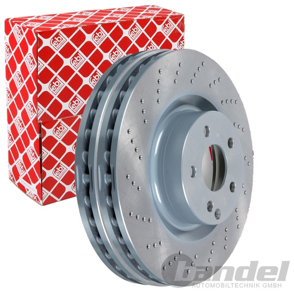 2X febi Bremsscheiben 344,0Mm Gelocht/Innenbel. Vorne Passend FÜR MERCEDES-BENZ-image
