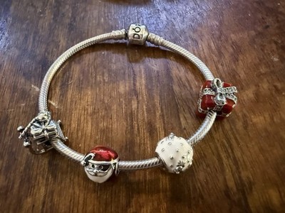 Pandora set  bangle bracelet with 5 charms.. Pandora 925 Sterling Silver 5 Charm Bracelet Fits 7 Inch  main image 2