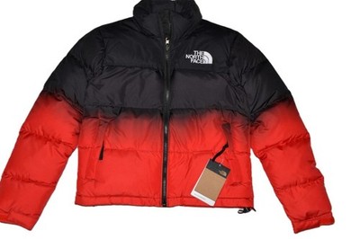 AUTHENTIC THE NORTH FACE WOMENS DIP DYE RETRO NUPTSE JACKET BLACK RED NEW